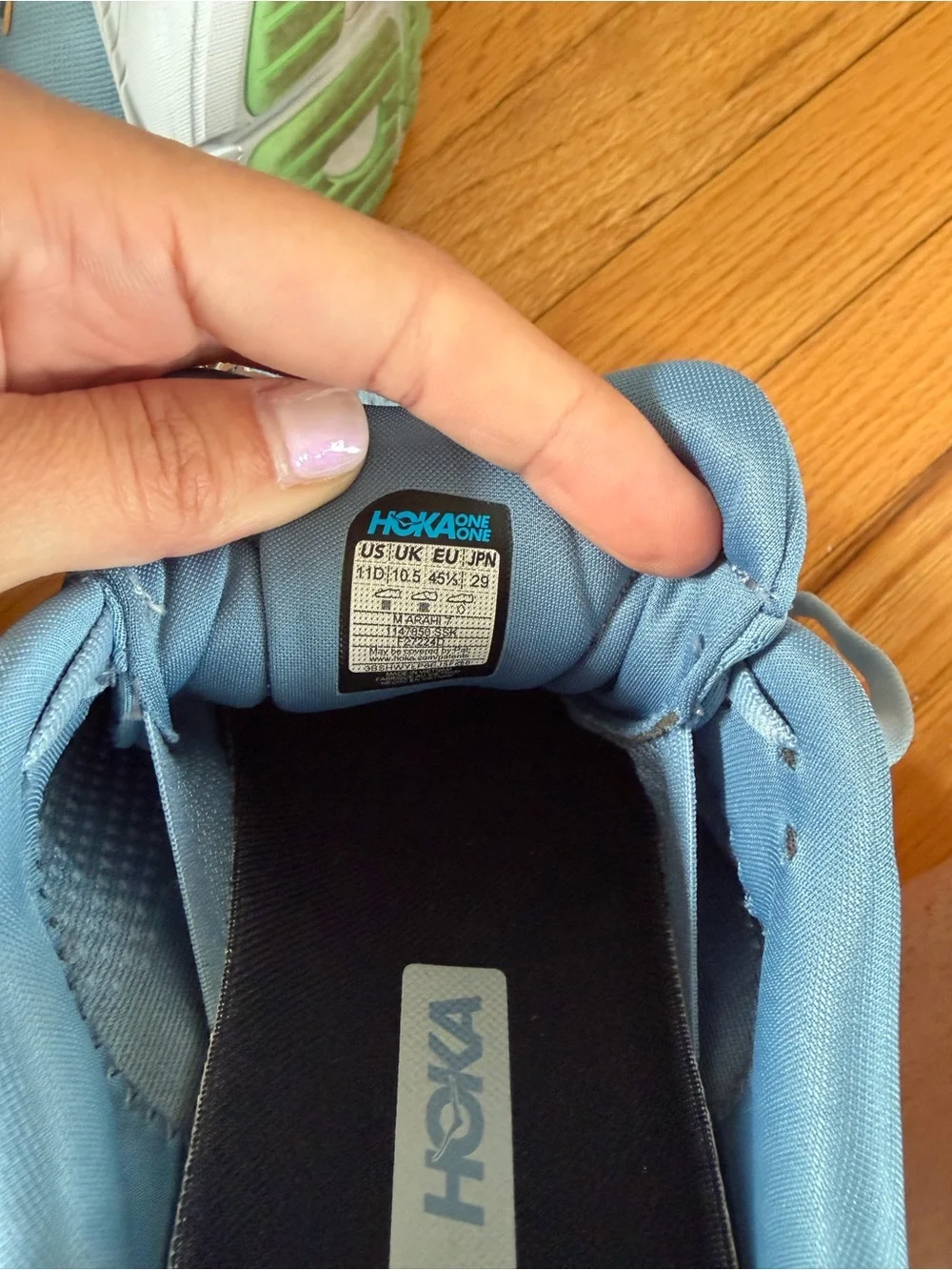 Hoka Men's Athletic Running Shoes in Light Blue with White Soles M ARAHI 7